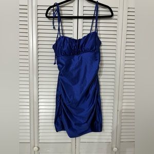Blue Sparkly Homecoming Mini Dress